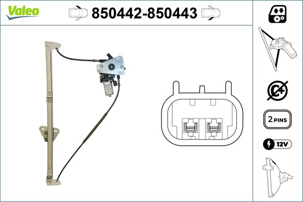Valeo Fensterheber 850442 FüR VW Transporter T4 70K 7DK 70J 70B 7DB 70C 70A 70H-image