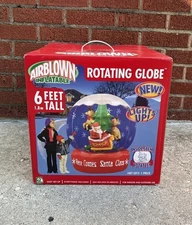 AIRBLOWN GEMMY  Inflatable snow globe Here Comes SANTA Claus Reindeer Rotating