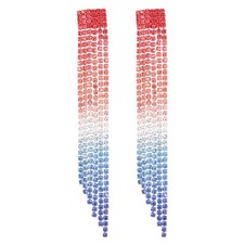 Long Rhinestone Earrings Red White and Blue earrings Dangling Sparkly Colourful