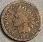 1864 L On Ribbon Pointed Bust Indian Head Cent Scarce Variety BN2311