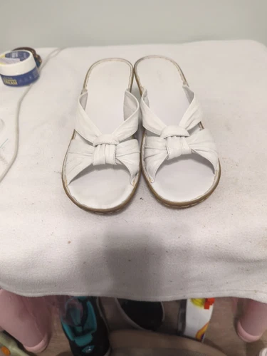 Clarks sandalo donna Laurieann Rae tacco pelle bianco taglia 10N