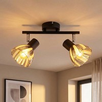 Deckenleuchte Deckenlampe KüChenleuchte Chrom Glas Beweglich 2 Flammig L 25 Cm