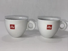2 ILLY CAPPUCCINO WHITE CUPS Ipa Italy VGC