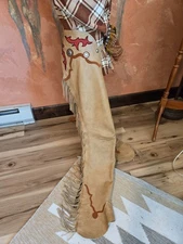 Leather Western shotgun horse show Chaps medium