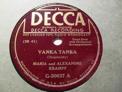 RUSSIAN 1930 ALEXANDRE & Maria KRAIEFF Prince Igor Song of Galitzky VANKA TANKA