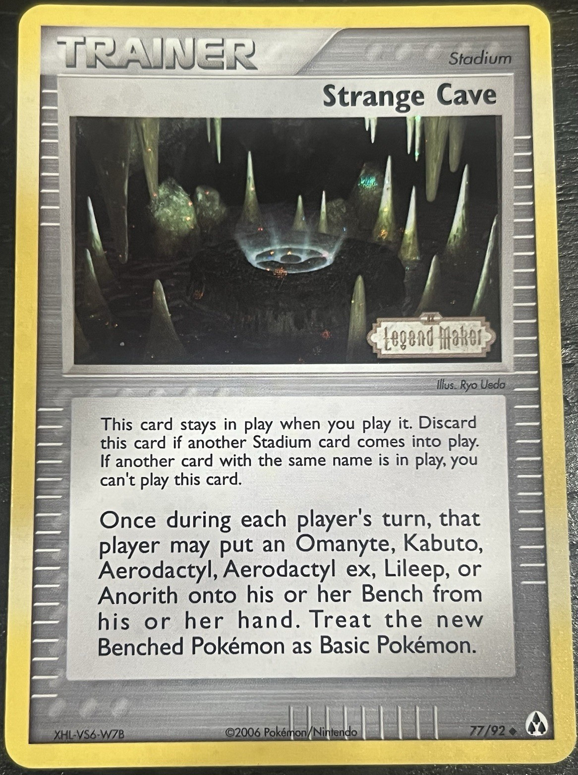 Pokemon Strange Cave 77/92 Legend Maker Trainer Stamp-Stadium Holo Uncommon Eng
