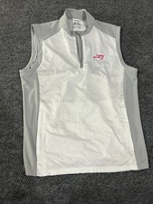 Adidas quarter zip vest mens Medium white gray golf athletic lightweight