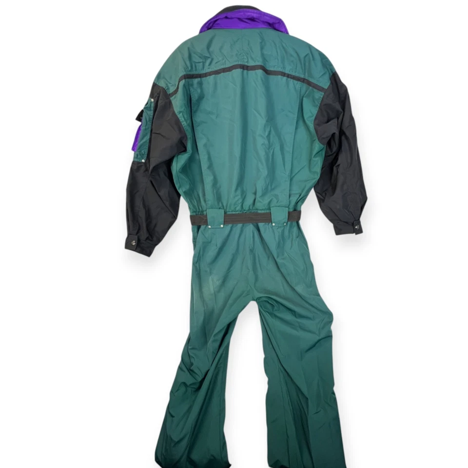 Vtg Obermeyer One-Piece Ski Suit Men Large Color Block 80s-90s Bastille 2 Green - Image 4 of 4
