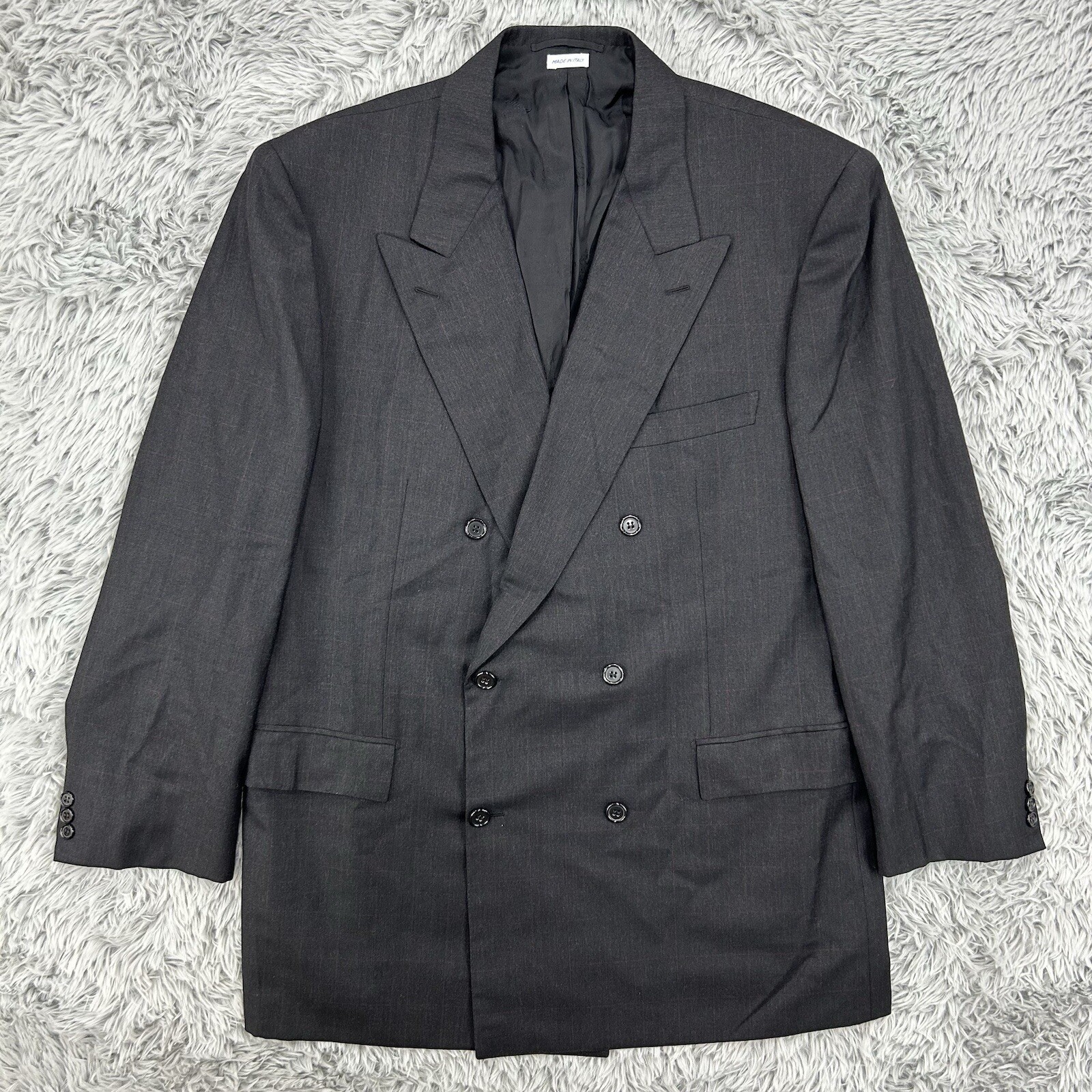 Brioni Men's 46R Black Windowpane Wool Double Breasted Blazer from Neiman Marcus-image
