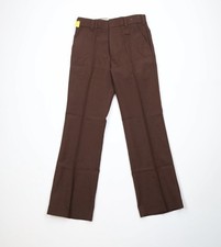 Deadstock Vintage 70s Streetwear Mens 30x29.5 Knit Wide Leg Chino Pants Brown