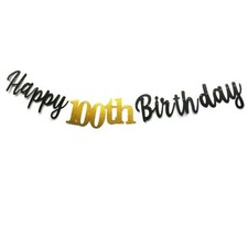 Happy 100th Birthday Banner - Cheers to 100 years,100 6.39 feet, Black
