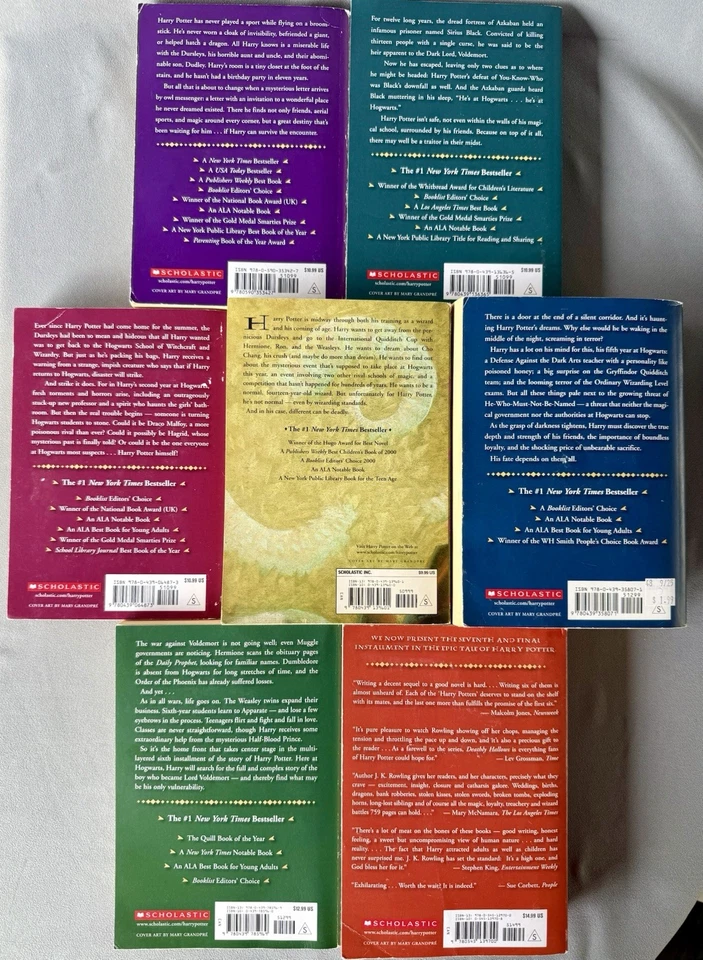 Complete Collection, Lot of 7 Harry Potter Paperback PB Books - Image 2 of 4