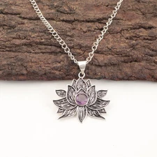 African Amethyst Gemstone Handmade 925 Sterling Silver Jewelry Pendant Gift For