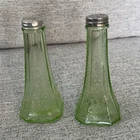 Anchor Hocking Princess Green Uranium Depression Glass Salt Pepper Shakers UV