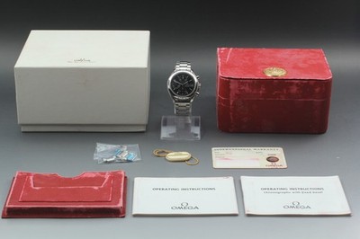 Full Set [Near MINT] Omega Speedmaster 3513.50 Chronograph Black AT Men s Watch
