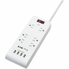 Tripp Lite 15ft 6-Outlet 4 USB Surge Protector Power Strip White TLP64USBRA15