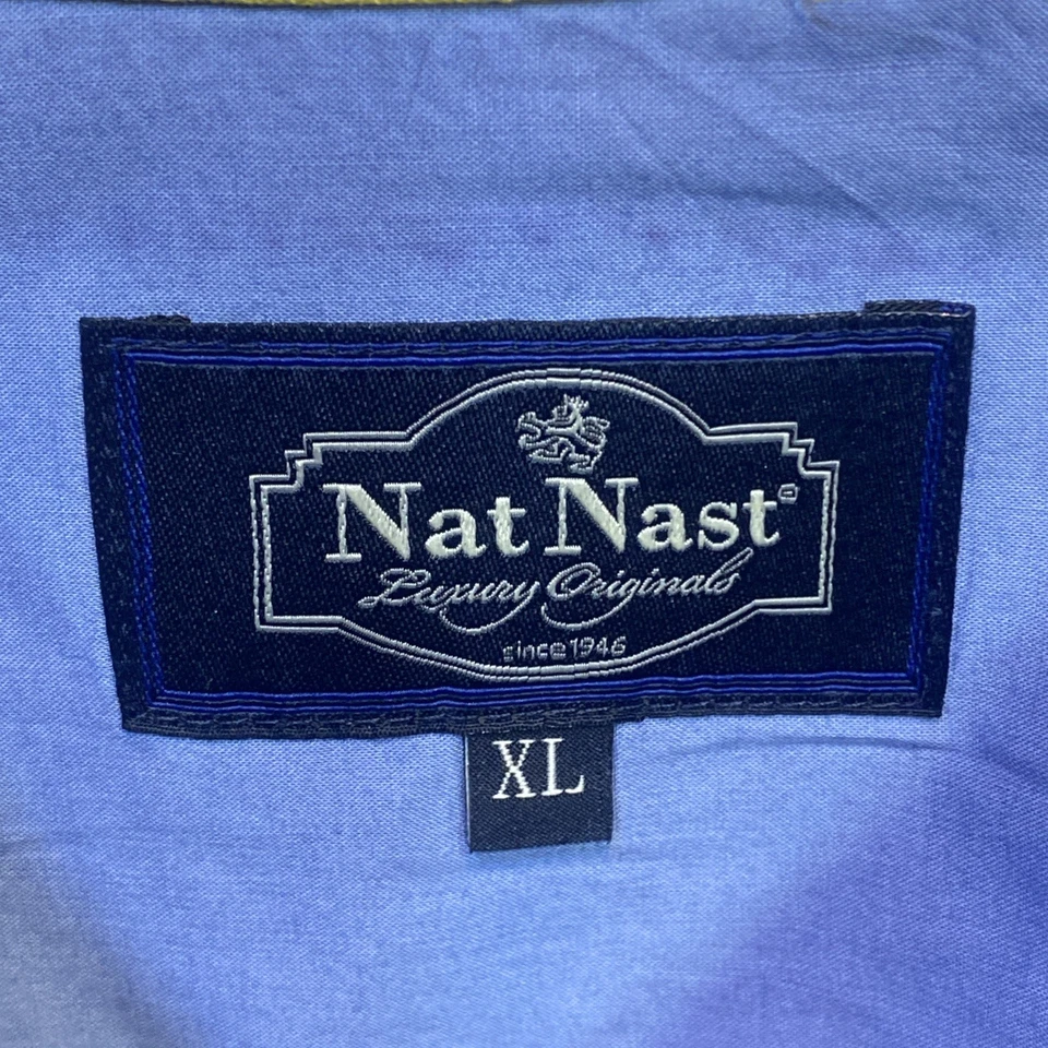 Camisa NAT NAST Para Hombre XL Azul PAISLEY Rayas Abotonadas Manga Larga Soprano. A33 Foto 3 de 4