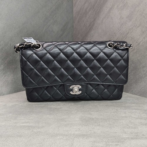 Chanel Classic Flap Medium Black Caviar Shoulder Crossbody Bag Duty Paid