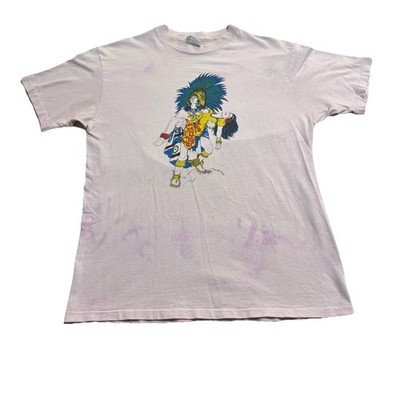 Vtg 80s Aztec Warrior El Azteca Restaurant Shirt Pink, Large