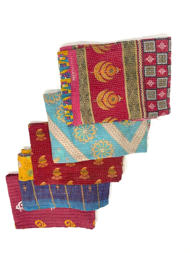 Edredón kantha vintage 100 % algodón lote al por mayor hecho a mano reciclado tamaño doble Foto 4 de 4