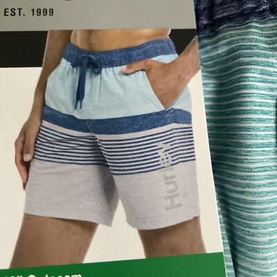 Hurley Men's Swim Shorts Stretch Pocket Swim Trunk Blue Gray Size
