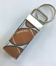FOOTBALL KEY CHAIN Mini RIBBON Key Fob, Zipper Pull, Backpack Dangle, Luggage ID