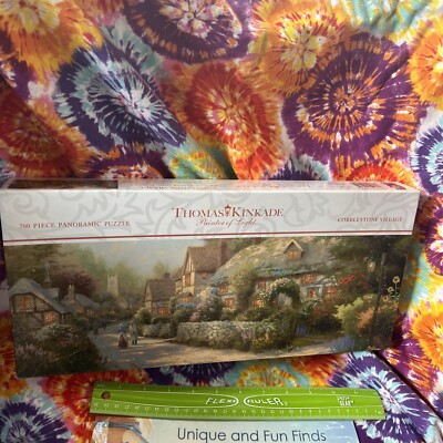 Thomas Kinkade ''Cobble Stone Village '' 700 Piece Panoramic Puzzle - NEW in Box