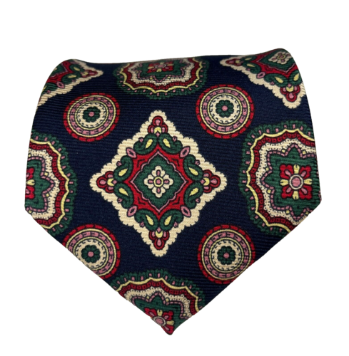 Polo homme vintage Ralph Lauren cravate en soie médaillon fabriqué à la main aux États-Unis - Photo 1 sur 11