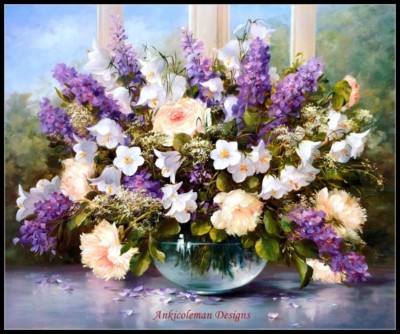 Lavender Baskets - Chart Counted Cross Stitch Patterns Needlework Embroidery