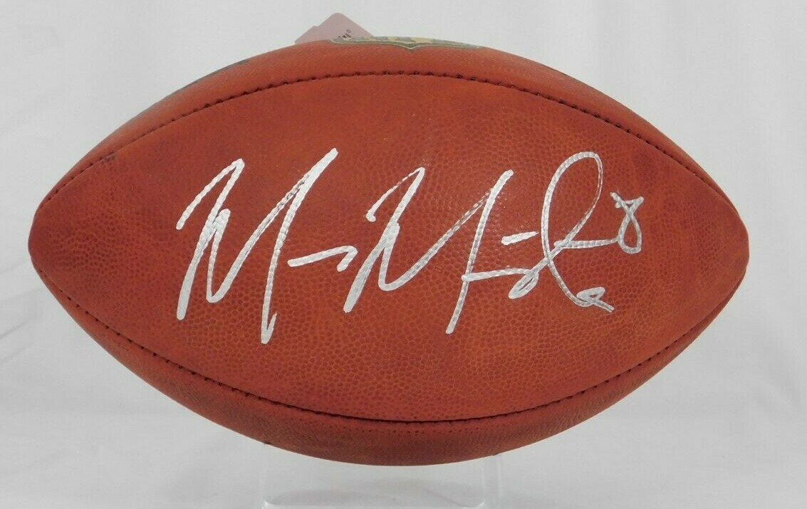 Marcus Mariota Autographed Signed Las Vegas Raiders NFL Duke Auth Football Beckett COA Raiders Titans Oregon 