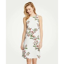 ANN TAYLOR WHITE FLORAL PRINT SHIFT CAREER CASUAL COCKTAIL DRESS SZE: 2P NWT