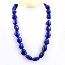 590.00 Cts Earth Mined Single Strand Blue Sapphire Oval Beads Necklace NK 50E37