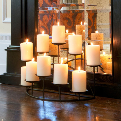 Pillar Candle Holder Fireplace Candelabra Centerpiece Wrought Iron