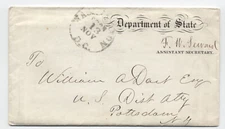 1861 F.W. Seward Assistant secretary of state free frank  w letter [ST.236]