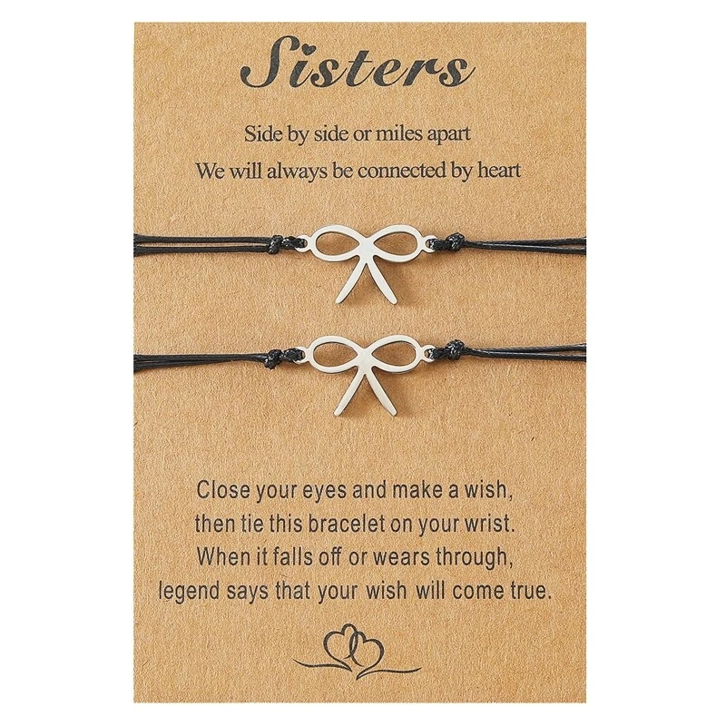 2Pcs Best Friends Bow knot Shped Bracelets Sisters Jewelry