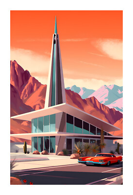 1960s Palm Springs Mid Century Modern Atomic Ranch Home Art Print bd7