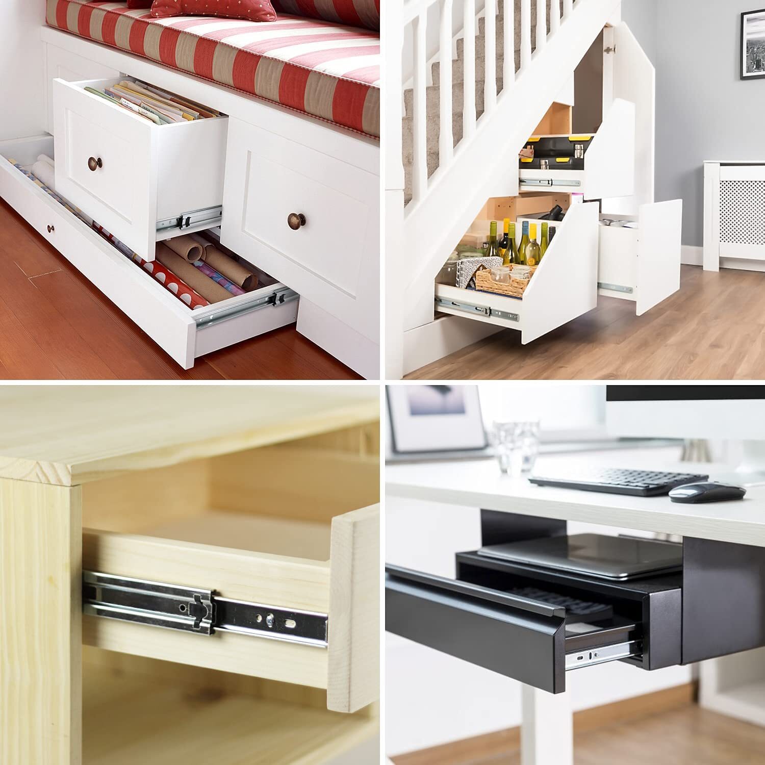 250-600mm Heavy Duty Soft Close Draw Slide Drawer Runners Home Kitchen ...