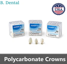 MARK3 Dental Temporary Polycarbonate Crowns All Sizes Swiss Made Box/5