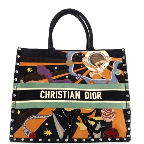 Christian Dior Book Tote Multicolor Studded Suede Large eBay