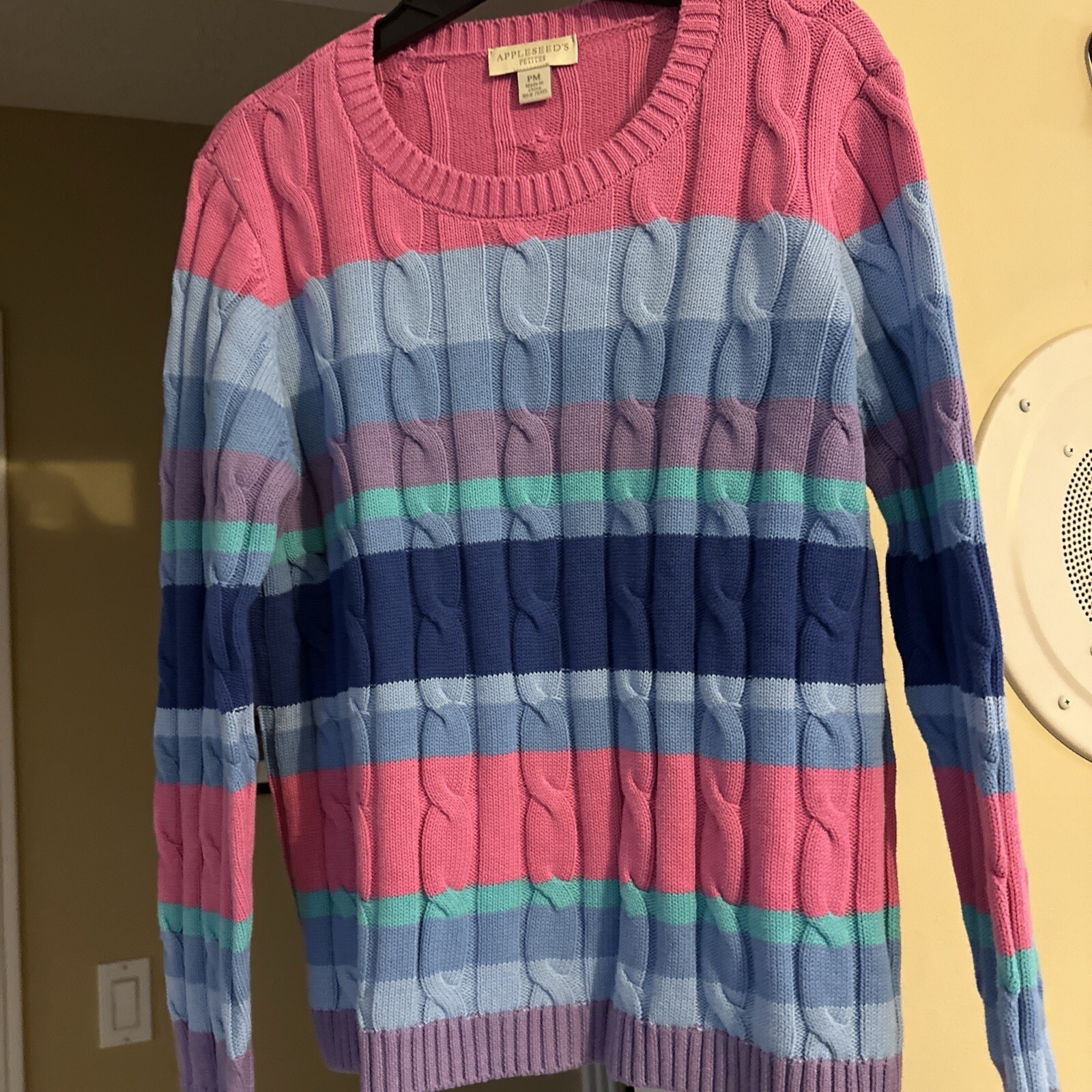 Appleseed's Striped Cable Knit Sweater Women's Petite Medium eBay