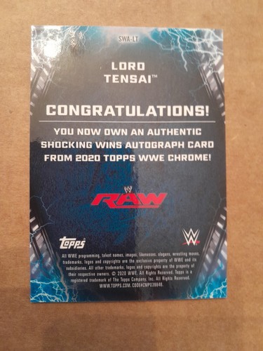 Tarjeta autógrafa Lord Tensai/5 Red Shocking Wins 2020 Topps WWE cromada - Imagen 2 de 2