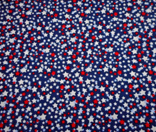Patriotic Fabric By Yard Red Lt Blue White Stars on Navy Blue Quilting Cotton C