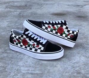 vans old skool rosse scacchi