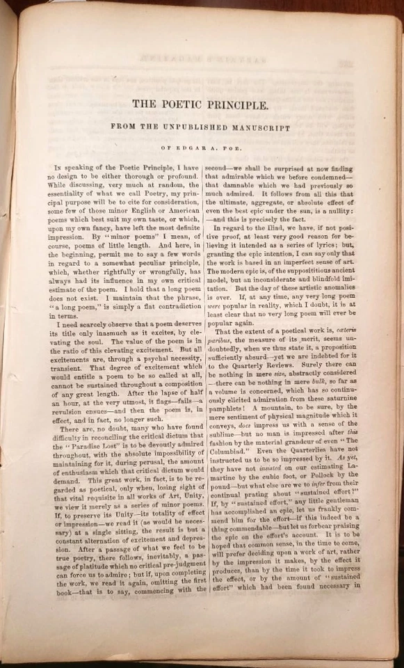 Edgar Allan Poe's POETIC PRINCIPLE Sartain's Magazine Vol VII 1850 + More Foto 3 de 4