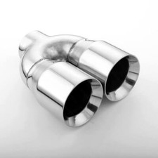 3 Inlet Twin 4 Out Exhaust Tip Dual Wall 304 Stainless Steel Straight Cut