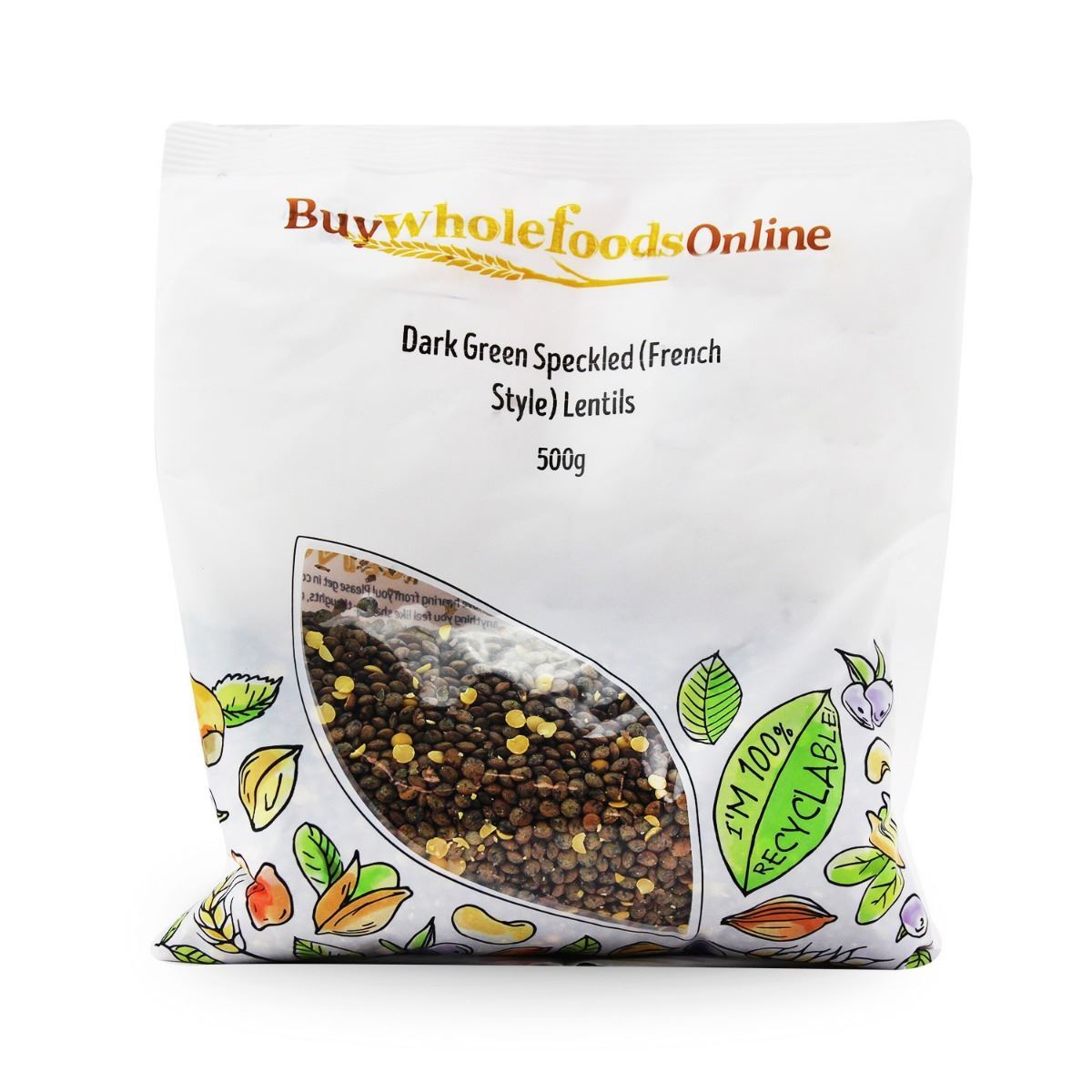 Dark Green Speckled (French Style) Lentils 500g | BWFO | Free UK Mainland P&P