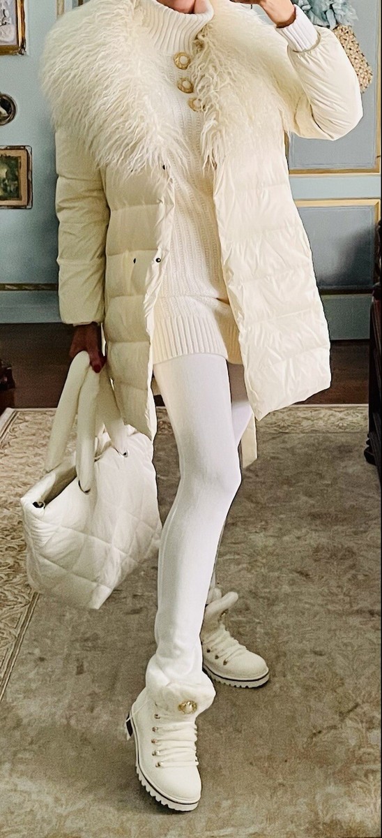 winter white leather dress boots Rokment Women's Slouchy Platform High Heel Knee High Dress Boots Delicate Pearls Chain Leather Over-The-Knee Long Tall Boots Fall Winter White Size
