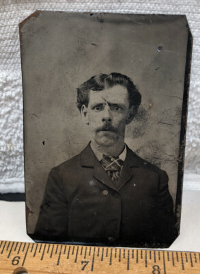 Antique 6th Plate Tintype Man With Worried Scared Expression 
