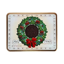 Vintage Tin Oreo Cookies 75th Anniversary Holiday 1912-1990 Christmas by Nabisco