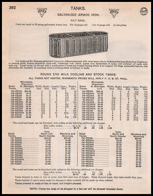 1948 ARMCO Gilt Edge Galvanized Iron Round End Milk Cooling Stock Tanks Print Ad